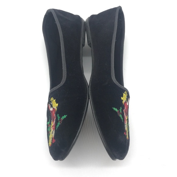 Jingle Belles Black Velvet Santa Smoking Loafers - Picture 3 of 8